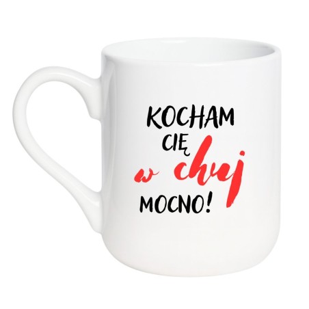 Kubek elegancki biały 330 ml z nadrukiem bez cenzury – kubek biały 330 ml z zabawną ilustracją, hit dla par