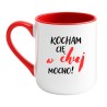 Kubek elegancki biało-czerwony 330 ml z humorystycznym napisem – kubek 330 ml z nadrukiem bez cenzury, idealny do domu