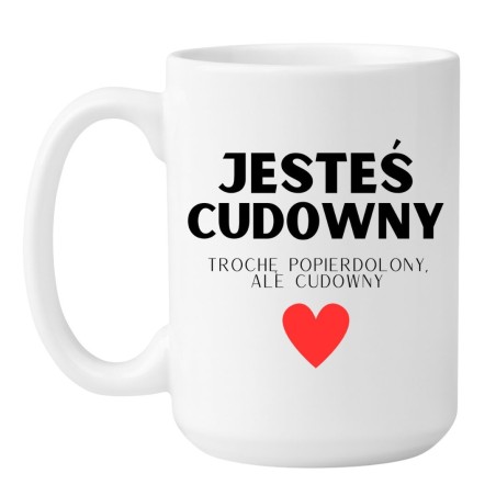 Kubek duży biały 450 ml z humorystycznym napisem, must-have dla kawoszy