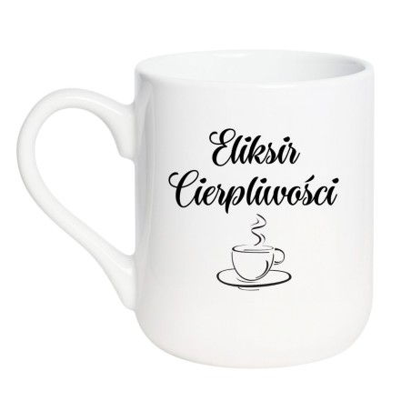 Kubek elegancki biały 330 ml z minimalistycznym napisem, doskonały do biura