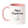 Kubek biało-różowy 330 ml z elegancką ilustracją kawy, śmieszny prezent dla kawosza