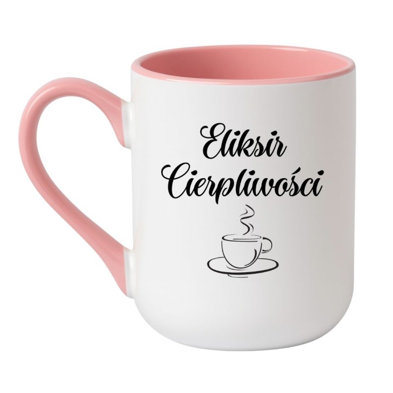 Kubek elegancki biało-różowy 330 ml z delikatnym motywem kawy, idealny pomysł na prezent