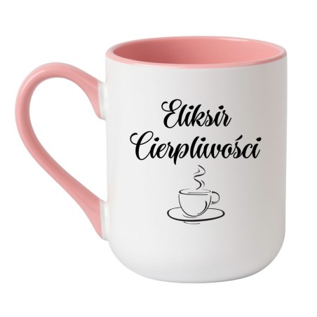 Kubek elegancki biało-różowy 330 ml z delikatnym motywem kawy, idealny pomysł na prezent