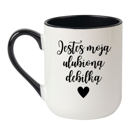 Kubek elegancki biało-czarny 330 ml z napisem humorystycznym, sprawdź bestseller