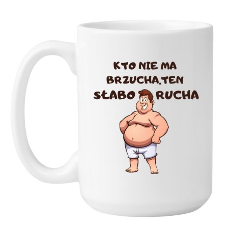 Kubek duży biały 450 ml z komicznym motywem, doskonały gadżet do pracy