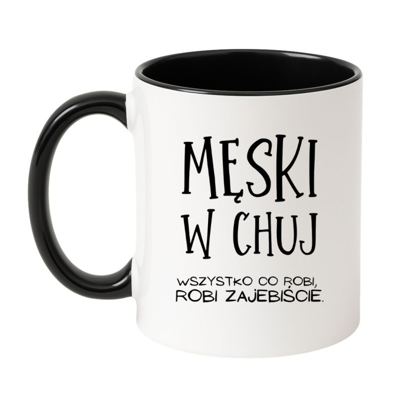 Kubek biało-czarny 330 ml z wulgarnym motywem, kubek biało-czarny 330 ml nadruk