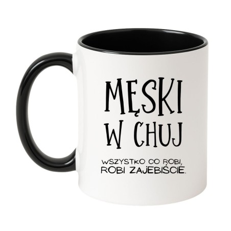 Kubek biało-czarny 330 ml z wulgarnym motywem, kubek biało-czarny 330 ml nadruk