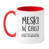 Kubek biało-czerwony 330 ml z chamskim napisem, kubek do kawy z nadrukiem