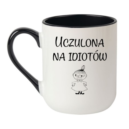 Kubek elegancki biało-czarny 330 ml z żartobliwym nadrukiem – kubek biało-czarny 330 ml nadruk, doskonały gadżet do pracy