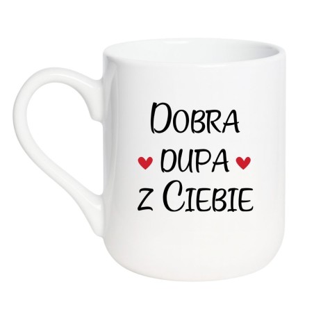 Kubek elegancki biały 330 ml z zabawną ilustracją – kubek biały 330 ml nadruk, must-have do pracy