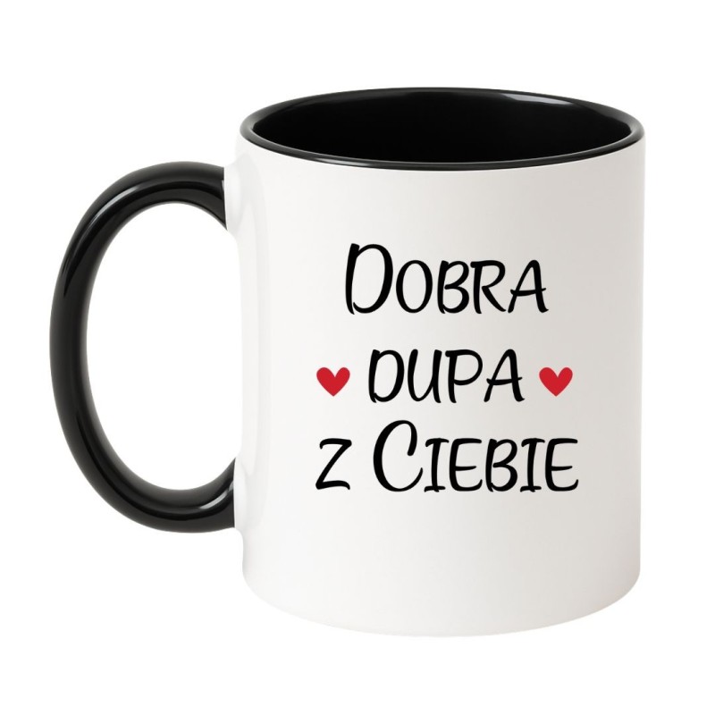 Kubek klasyczny biało-czarny 330 ml z humorystycznym obrazkiem – kubek 330 ml biało-czarny nadruk, idealny do biura