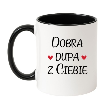 Kubek klasyczny biało-czarny 330 ml z humorystycznym obrazkiem – kubek 330 ml biało-czarny nadruk, idealny do biura
