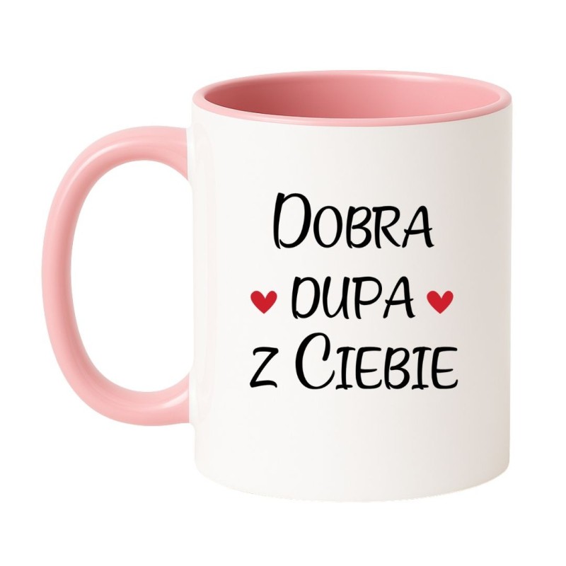 Kubek biało-różowy 330 ml klasyczny ze śmiesznym wzorem – kubek 330 ml biało-różowy nadruk, sprawdź bestseller