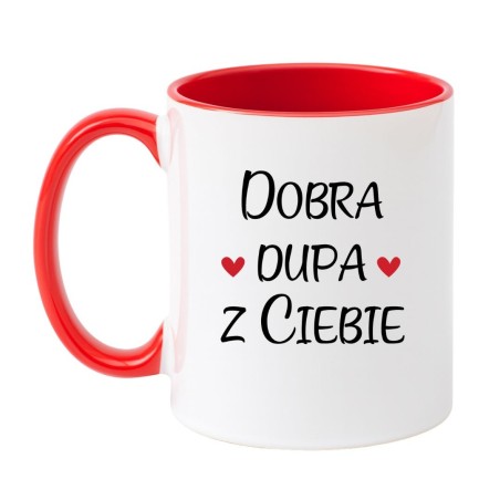Kubek biało-czerwony 330 ml klasyczny z zabawnym motywem – kubek 330 ml biało-czerwony nadruk, świetny dla domu