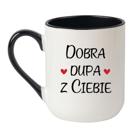 Kubek elegancki biało-czarny 330 ml z śmiesznym nadrukiem – kubek biało-czarny 330 ml nadruk, doskonały gadżet do pracy