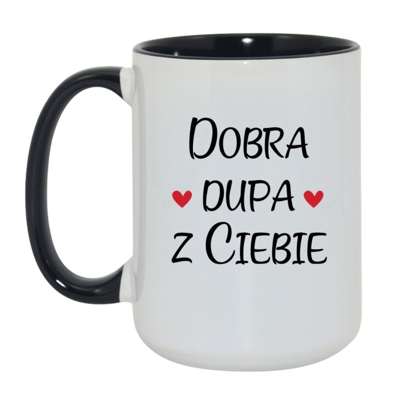 Kubek duży biało-czarny 450 ml z motywem bez cenzury – kubek 450 ml biało-czarny nadruk, kubek bez cenzury