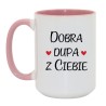Kubek duży biało-różowy 450 ml z humorystycznym nadrukiem – kubek biało-różowy 450 ml nadruk, idealny do herbaty