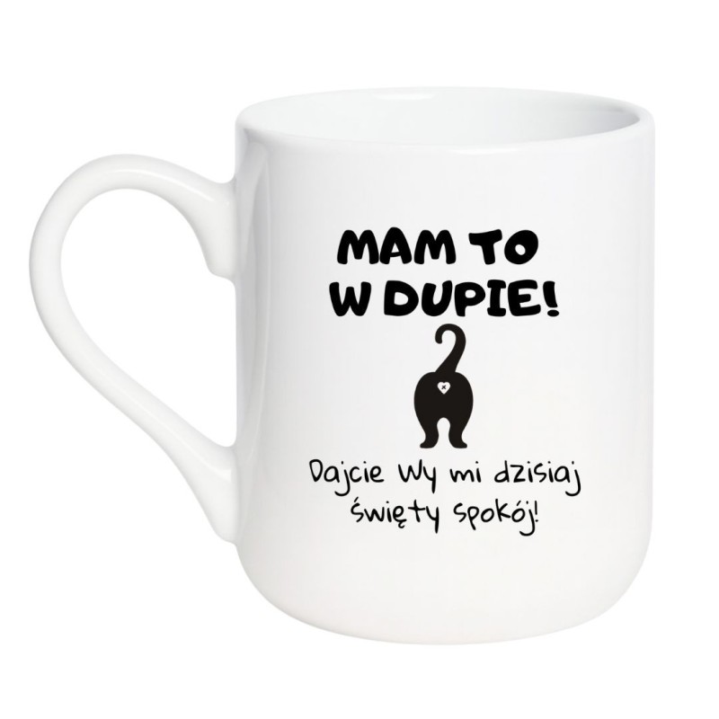 Kubek elegancki biały 330 ml ze śmiesznym nadrukiem – kubek biały 330 ml wzór, must-have dla fanów kawy
