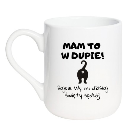 Kubek elegancki biały 330 ml ze śmiesznym nadrukiem – kubek biały 330 ml wzór, must-have dla fanów kawy