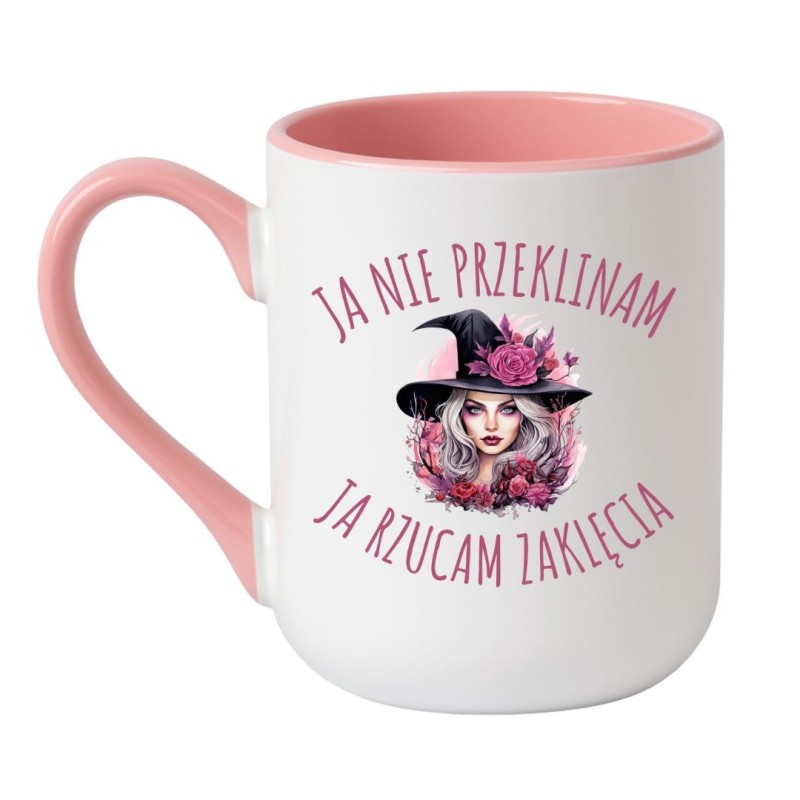 Kubek elegancki biało-różowy 330 ml z uroczą grafiką – śmieszny prezent