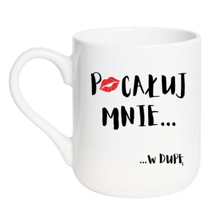 Kubek elegancki biały 330 ml z chamskim nadrukiem – must-have do biura