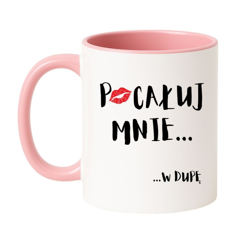 Kubek biało-różowy 330 ml z wulgarnym nadrukiem – śmieszny kubek na prezent