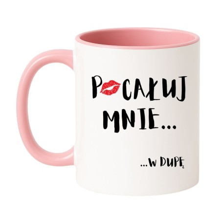 Kubek biało-różowy 330 ml z wulgarnym nadrukiem – śmieszny kubek na prezent
