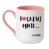 Kubek elegancki biało-różowy 330 ml z zabawnym motywem – idealny do biura