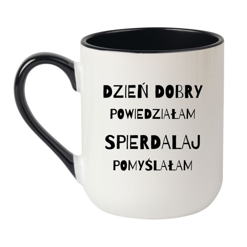 Kubek elegancki biało-czarny 330 ml z chamskim motywem – kubek bez cenzury
