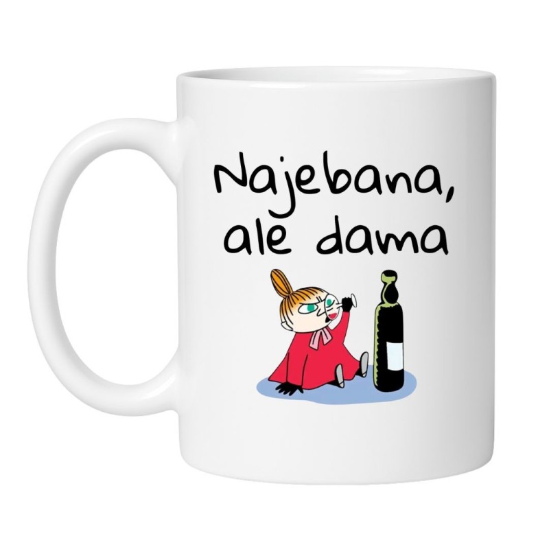 Śmieszny kubek biały 330 ml z chamskim napisem – idealny do kawy po imprezie