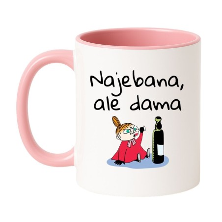 Kubek biało-różowy 330 ml ze śmiesznym nadrukiem – prezent dla przyjaciółki