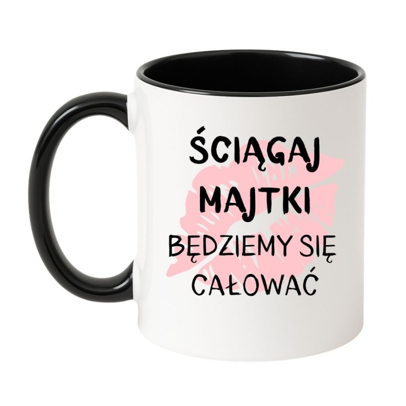 Kubek biało-czarny 330 ml z humorystycznym nadrukiem – śmieszny kubek do kawy