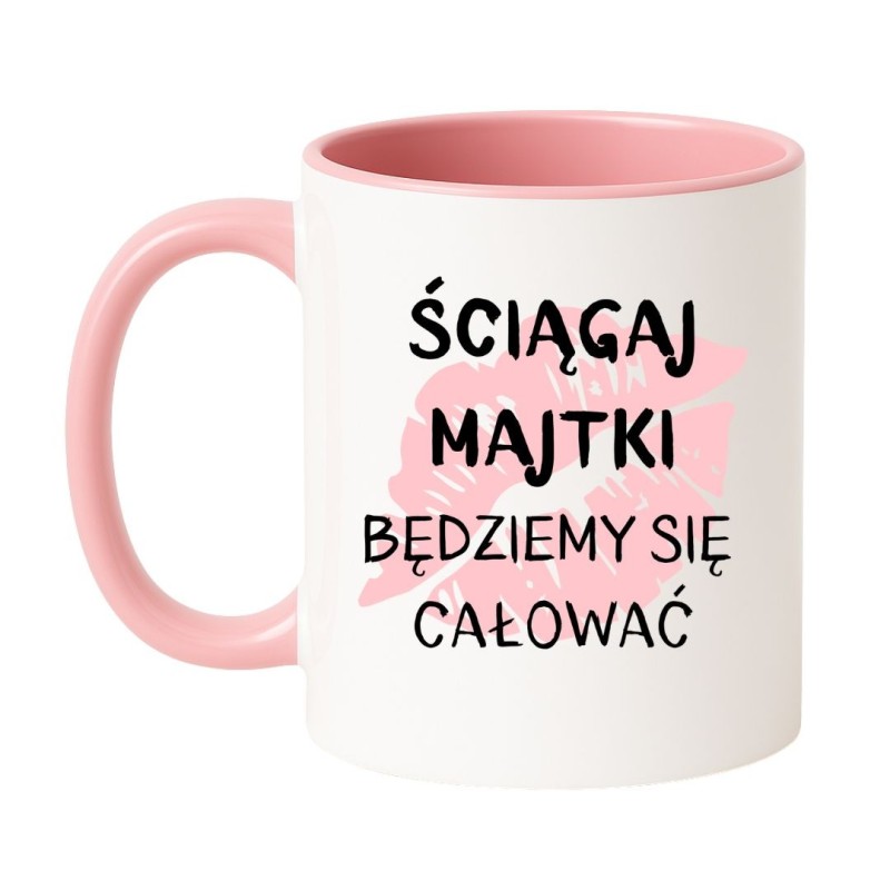 Kubek biało-różowy 330 ml z zabawną ilustracją – chamski kubek bez cenzury