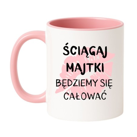 Kubek biało-różowy 330 ml z zabawną ilustracją – chamski kubek bez cenzury