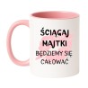 Kubek biało-różowy 330 ml z zabawną ilustracją – chamski kubek bez cenzury