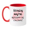 Kubek biało-czerwony 330 ml z nadrukiem bez cenzury – śmieszny prezent dla kawosza