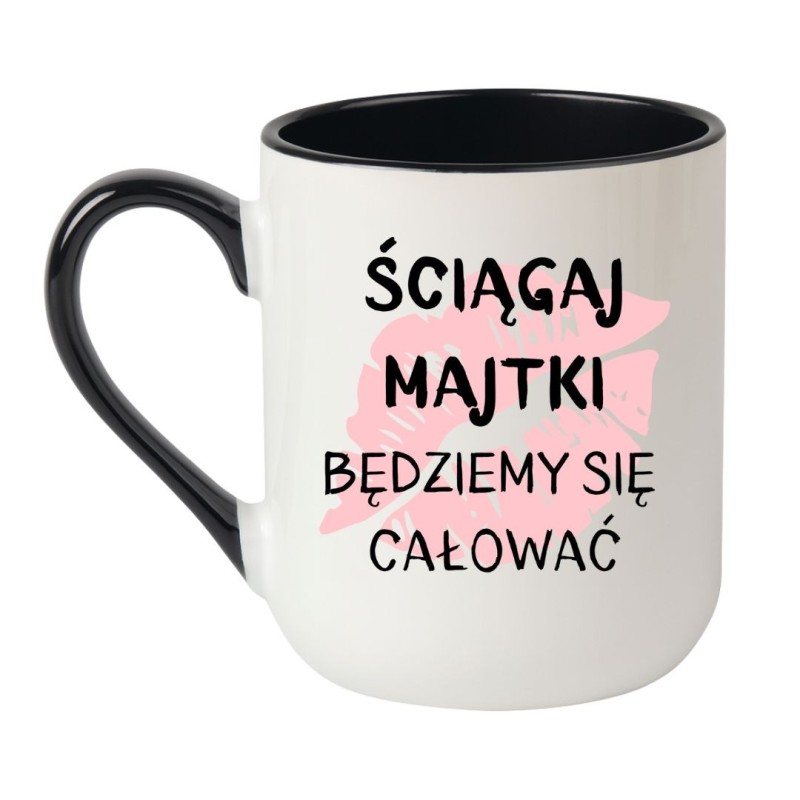 Kubek elegancki biało-czarny 330 ml ze śmiesznym nadrukiem – must-have dla fanów kawy