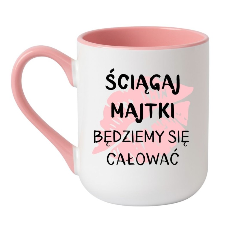 Kubek elegancki biało-różowy 330 ml z chamskim wzorem – śmieszny gadżet do biura
