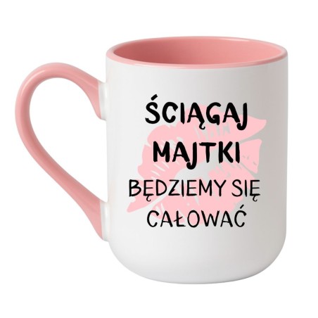 Kubek elegancki biało-różowy 330 ml z chamskim wzorem – śmieszny gadżet do biura