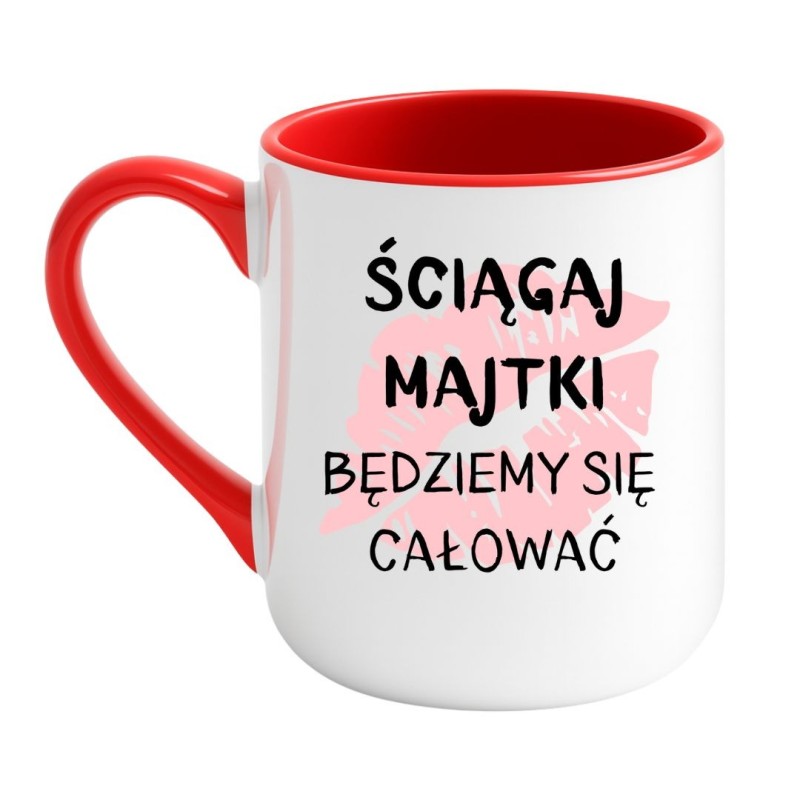 Kubek elegancki biało-czerwony 330 ml z wulgarnym nadrukiem – kubek bez cenzury