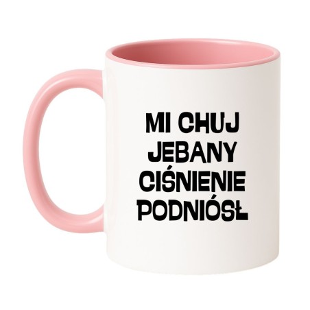 Kubek biało-różowy 330 ml z nadrukiem bez cenzury – śmieszny kubek do kawy