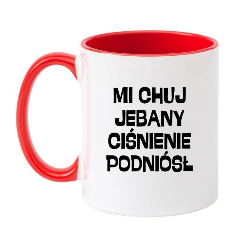 Kubek biało-czerwony 330 ml z chamskim napisem – kubek bez cenzury dla dorosłych