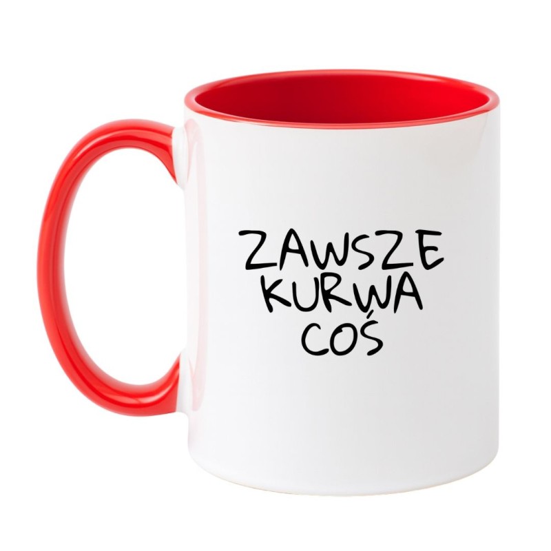 Kubek biało-czerwony 330 ml z nadrukiem bez cenzury – chamski prezent do biura