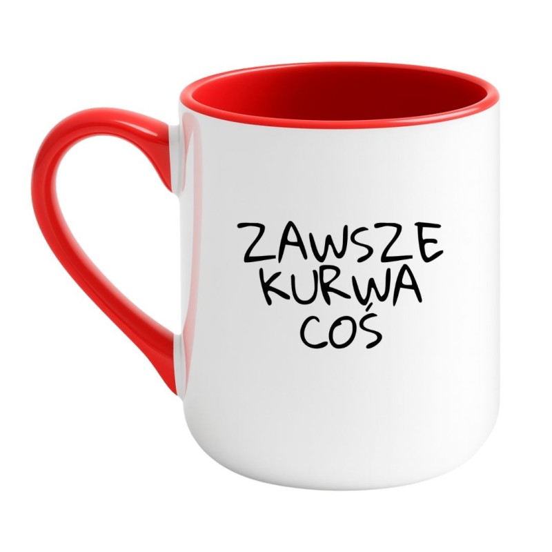 Kubek elegancki biało-czerwony 330 ml z chamskim napisem – śmieszny kubek bez cenzury
