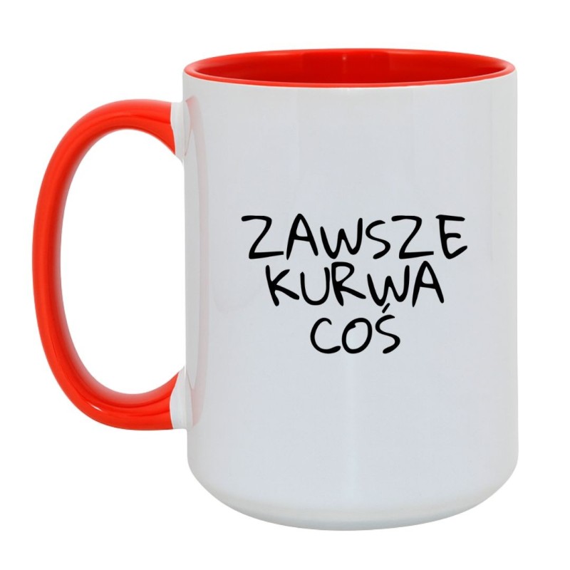 Kubek duży biało-czerwony 450 ml z nadrukiem bez cenzury – chamski gadżet do pracy