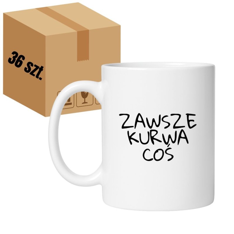 Kubek biały 330 ml z nadrukiem bez cenzury – zestaw 36 sztuk HURT, śmieszne kubki