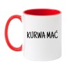 Kubek biało-czerwony 330 ml z chamskim napisem – kubek bez cenzury do biura