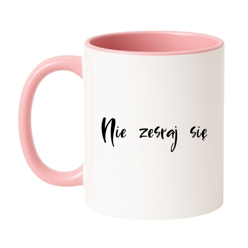 Kubek biało-różowy 330 ml z chamskim napisem – humorystyczny kubek do kawy