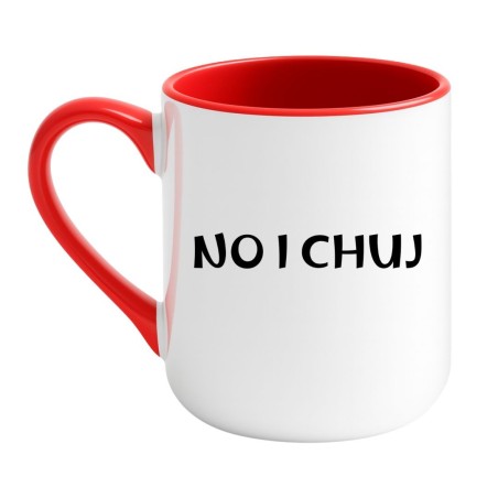 Kubek elegancki biało-czerwony 330 ml z wulgarnym nadrukiem – chamski kubek bez cenzury