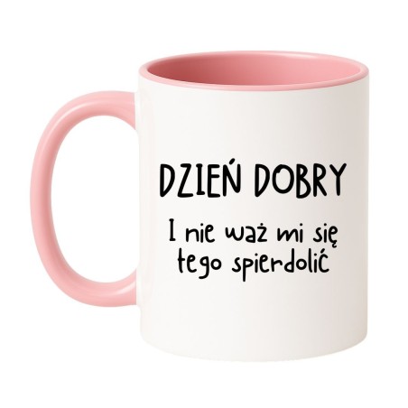 Kubek biało-różowy 330 ml z nadrukiem bez cenzury – śmieszny prezent dla znajomego